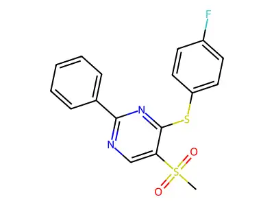 4-[(4-Fluorophenyl)sulfanyl]-2-phenyl-5-pyrimidinyl methyl sulfone structure