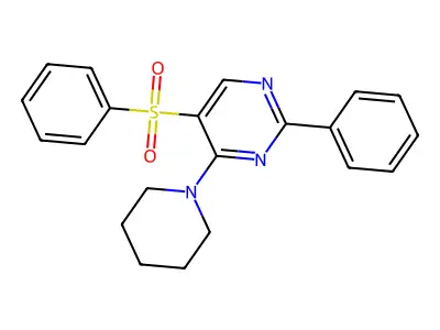 2-Phenyl-5-(phenylsulfonyl)-4-piperidinopyrimidine structure
