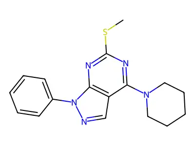 6-Methylsulfanyl-1-phenyl-4-piperidin-1-ylpyrazolo[3,4-d]pyrimidine structure