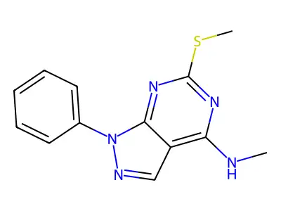 N-methyl-6-(methylsulfanyl)-1-phenyl-1H-pyrazolo[3,4-d]pyrimidin-4-amine structure