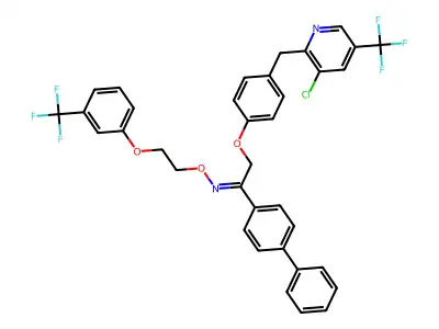 1-[1,1'-biphenyl]-4-yl-2-(4-{[3-chloro-5-(trifluoromethyl)-2-pyridinyl]methyl}phenoxy)-1-ethanone O-{2-[3-(trifluoromethyl)phenoxy]ethyl}oxime structure