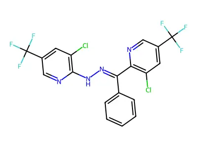 3-chloro-N-[[[3-chloro-5-(trifluoromethyl)pyridin-2-yl]-phenylmethylidene]amino]-5-(trifluoromethyl)pyridin-2-amine structure