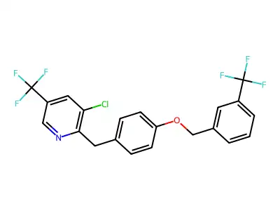 3-chloro-5-(trifluoromethyl)-2-[(4-{[3-(trifluoromethyl)phenyl]methoxy}phenyl)methyl]pyridine structure