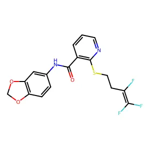 N-(1,3-benzodioxol-5-yl)-2-[(3,4,4-trifluoro-3-butenyl)sulfanyl]nicotinamide structure