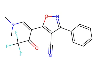 5-[2-(dimethylamino)-1-(2,2,2-trifluoroacetyl)vinyl]-3-phenyl-4-isoxazolecarbonitrile structure