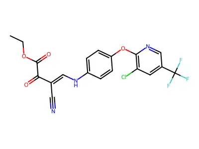 ethyl 4-[4-[3-chloro-5-(trifluoromethyl)pyridin-2-yl]oxyanilino]-3-cyano-2-oxobut-3-enoate structure