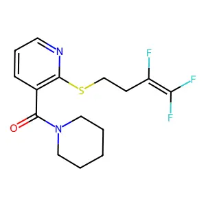 Piperidino{2-[(3,4,4-trifluoro-3-butenyl)sulfanyl]-3-pyridinyl}methanone structure