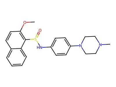 2-methoxy-N-[4-(4-methylpiperazin-1-yl)phenyl]naphthalene-1-sulfinamide structure