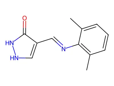 4-[(2,6-dimethylanilino)methylene]-2,4-dihydro-3H-pyrazol-3-one structure