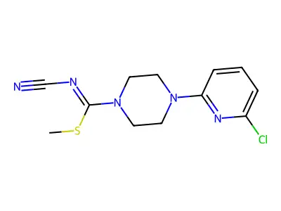 methyl 4-(6-chloro-2-pyridinyl)-N-cyanotetrahydro-1(2H)-pyrazinecarbimidothioate structure