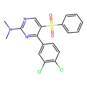 5-(benzenesulfonyl)-4-(3,4-dichlorophenyl)-N,N-dimethylpyrimidin-2-amine structure