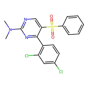 5-(benzenesulfonyl)-4-(2,4-dichlorophenyl)-N,N-dimethylpyrimidin-2-amine structure
