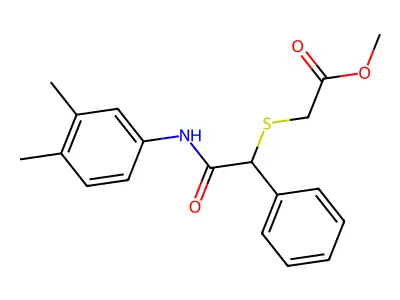 Methyl 2-{[2-(3,4-dimethylanilino)-2-oxo-1-phenylethyl]sulfanyl}acetate structure