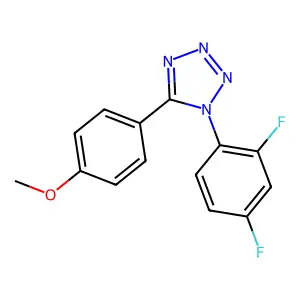 1-(2,4-difluorophenyl)-5-(4-methoxyphenyl)-1H-1,2,3,4-tetraazole structure