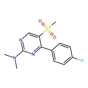 N-[4-(4-fluorophenyl)-5-(methylsulfonyl)-2-pyrimidinyl]-N,N-dimethylamine structure