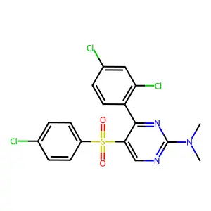 N-[5-[(4-chlorophenyl)sulfonyl]-4-(2,4-dichlorophenyl)-2-pyrimidinyl]-N,N-dimethylamine structure