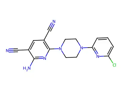 2-Amino-6-[4-(6-chloropyridin-2-yl)piperazin-1-yl]pyridine-3,5-dicarbonitrile structure