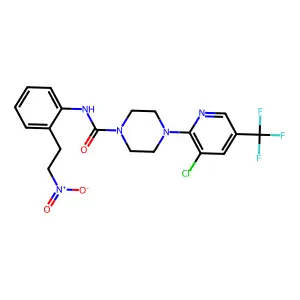 4-[3-chloro-5-(trifluoromethyl)pyridin-2-yl]-N-[2-(2-nitroethyl)phenyl]piperazine-1-carboxamide structure
