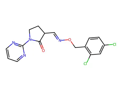 3-[(2,4-Dichlorophenyl)methoxyiminomethyl]-1-pyrimidin-2-ylpyrrolidin-2-one structure