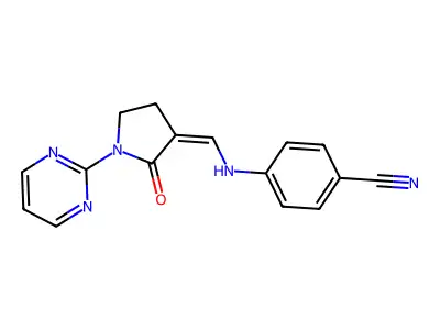 4-[(2-Oxo-1-pyrimidin-2-ylpyrrolidin-3-ylidene)methylamino]benzonitrile structure