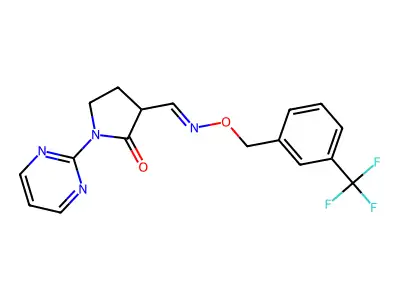 1-pyrimidin-2-yl-3-[[3-(trifluoromethyl)phenyl]methoxyiminomethyl]pyrrolidin-2-one structure
