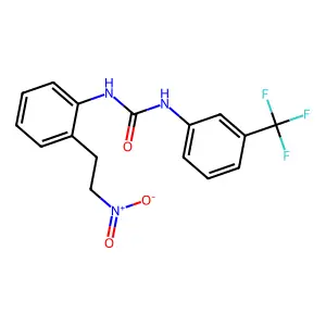 N-[2-(2-nitroethyl)phenyl]-N'-[3-(trifluoromethyl)phenyl]urea structure