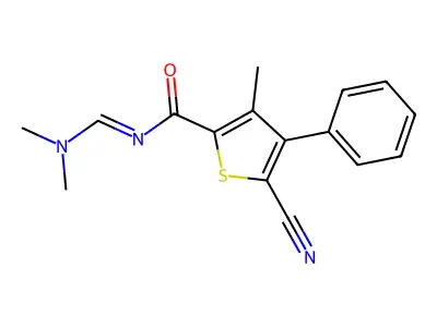 5-cyano-N-[(dimethylamino)methylene]-3-methyl-4-phenyl-2-thiophenecarboxamide structure