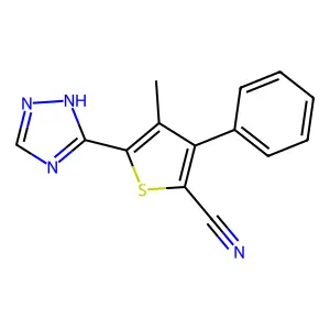 4-methyl-3-phenyl-5-(1H-1,2,4-triazol-3-yl)-2-thiophenecarbonitrile structure