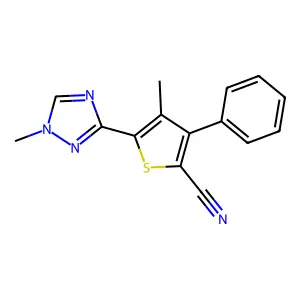 4-methyl-5-(1-methyl-1H-1,2,4-triazol-3-yl)-3-phenyl-2-thiophenecarbonitrile structure