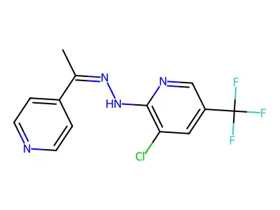 3-chloro-N-(1-pyridin-4-ylethylideneamino)-5-(trifluoromethyl)pyridin-2-amine structure