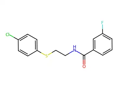 N-{2-[(4-chlorophenyl)sulfanyl]ethyl}-3-fluorobenzenecarboxamide structure