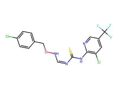 1-[[(4-chlorophenyl)methoxyamino]methylidene]-3-[3-chloro-5-(trifluoromethyl)pyridin-2-yl]thiourea structure