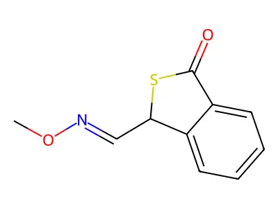 3-(methoxyiminomethyl)-3H-2-benzothiophen-1-one structure