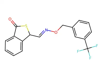 3-[[3-(trifluoromethyl)phenyl]methoxyiminomethyl]-3H-2-benzothiophen-1-one structure