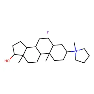 1-(17beta-Hydroxy-5alpha-androstan-3beta-yl)-1-methylpyrrolidinium iodide structure