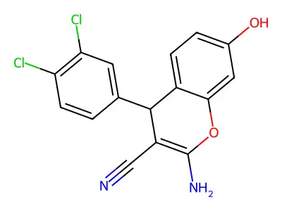 2-amino-4-(3,4-dichlorophenyl)-7-hydroxy-4H-chromene-3-carbonitrile structure