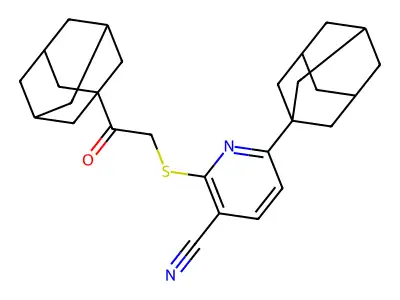 6-(1-Adamantyl)-2-[2-(1-adamantyl)-2-oxoethyl]sulfanylpyridine-3-carbonitrile structure