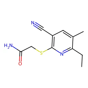 2-[(2-Amino-2-oxoethyl)thio]-3-cyano-6-ethyl-5-methylpyridine structure