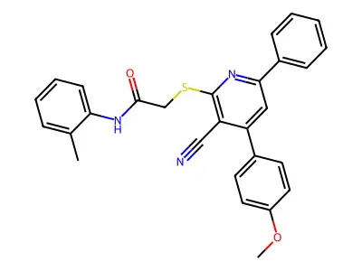 2-((3-Cyano-4-(4-methoxyphenyl)-6-phenylpyridin-2-yl)thio)-N-(o-tolyl)acetamide structure