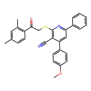 2-[2-(2,4-dimethylphenyl)-2-oxoethyl]sulfanyl-4-(4-methoxyphenyl)-6-phenylpyridine-3-carbonitrile structure