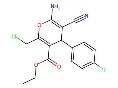 ethyl 6-amino-2-(chloromethyl)-5-cyano-4-(4-fluorophenyl)-4H-pyran-3-carboxylate structure