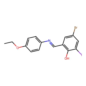 4-Bromo-2-{[(4-ethoxyphenyl)imino]methyl}-6-iodophenol structure