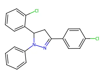 5-(2-chlorophenyl)-3-(4-chlorophenyl)-1-phenyl-4,5-dihydro-1H-pyrazole structure