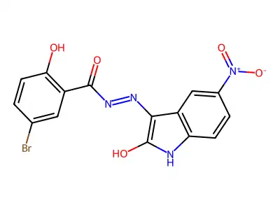5-BR-2-Hydroxy-N'-(5-nitro-2-oxo-1,2-dihydro-3H-indol-3-ylidene)benzohydrazide structure