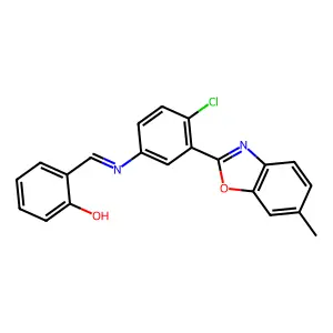 2-({[4-Chloro-3-(6-methyl-1,3-benzoxazol-2-yl)phenyl]imino}methyl)phenol structure