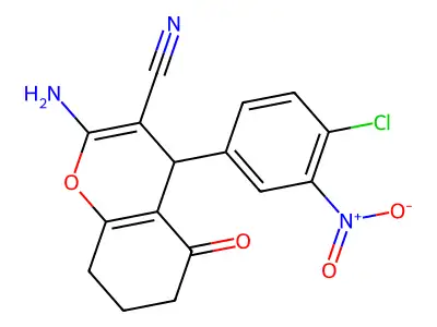 2-amino-4-(4-chloro-3-nitrophenyl)-5-oxo-5,6,7,8-tetrahydro-4H-chromene-3-carbonitrile structure