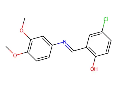 4-chloro-2-{(E)-[(3,4-dimethoxyphenyl)imino]methyl}phenol structure