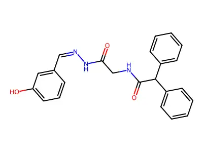 N-[2-[(2Z)-2-[(3-hydroxyphenyl)methylidene]hydrazinyl]-2-oxoethyl]-2,2-diphenylacetamide structure