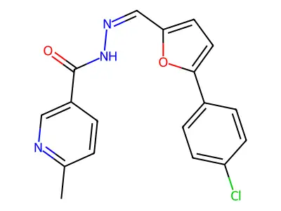 N-[(Z)-[5-(4-chlorophenyl)furan-2-yl]methylideneamino]-6-methylpyridine-3-carboxamide structure