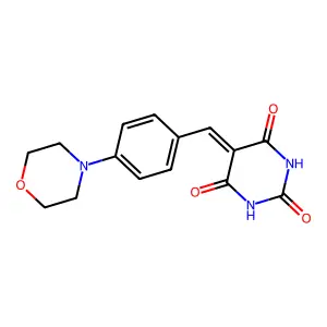 5-(4-morpholinobenzylidene)pyrimidine-2,4,6(1H,3H,5H)-trione structure